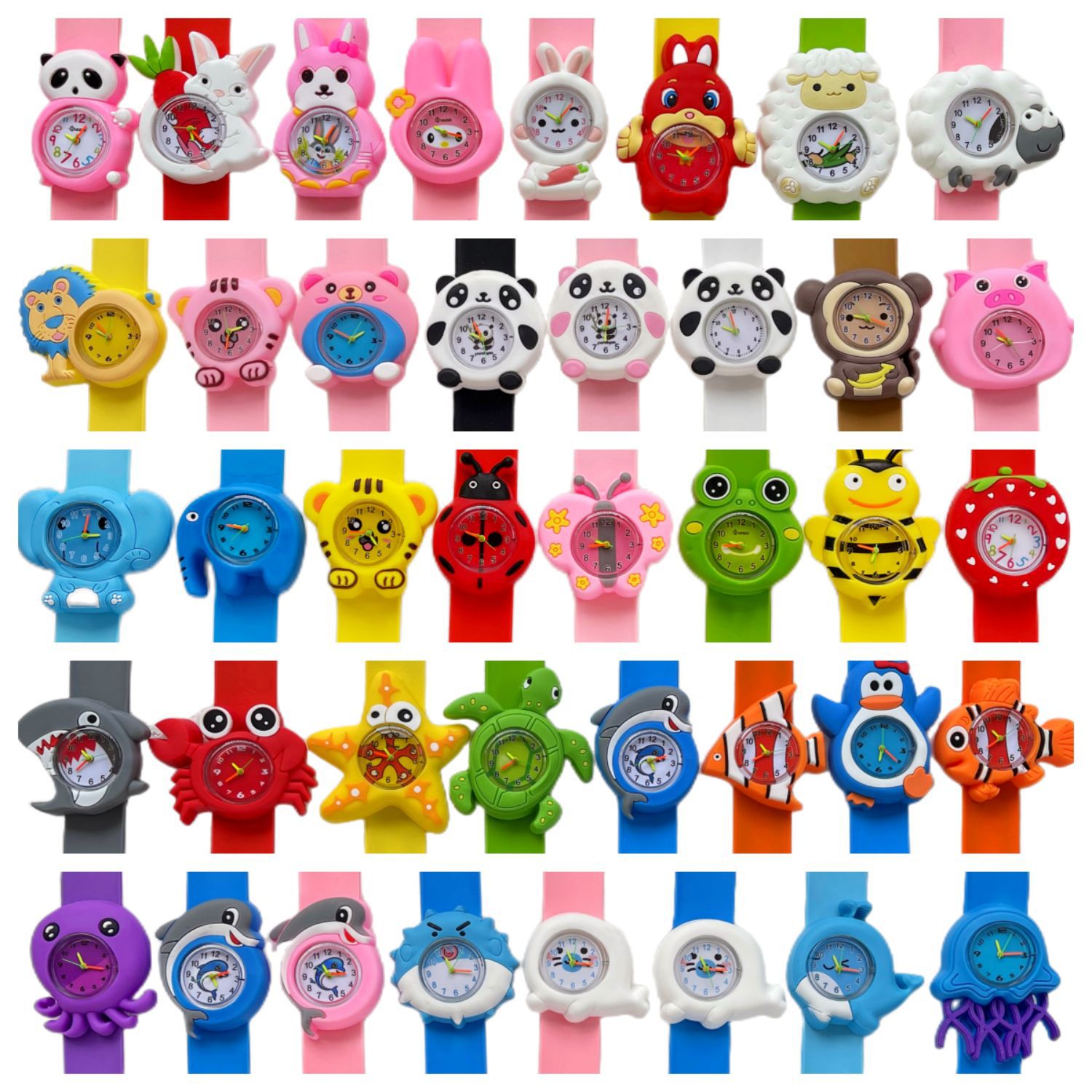 2024 suministro de niños reloj de dibujos animados animal snap ring estudiante kindergarten Panda electrónico en stock Comercio exterior Venta caliente