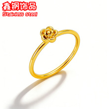 现货玫瑰花戒指女韩版轻奢时尚个性网红钛钢戒指不掉色手饰品批发