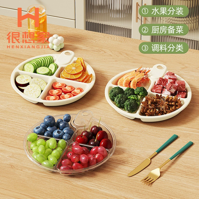 Кухонная тарелка для хранения лука, имбиря и чеснока, бытовая горячая кастрюля, многофункциональная обеденная тарелка с четырьмя отделениями, поднос для фруктовых закусок, оптовая продажа