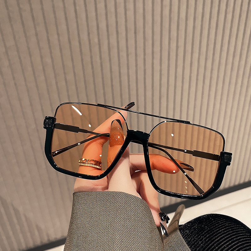 Design sunglasses female square big face thin light color piece plain face artifact advanced sense of men's sunglasses_voghion.com