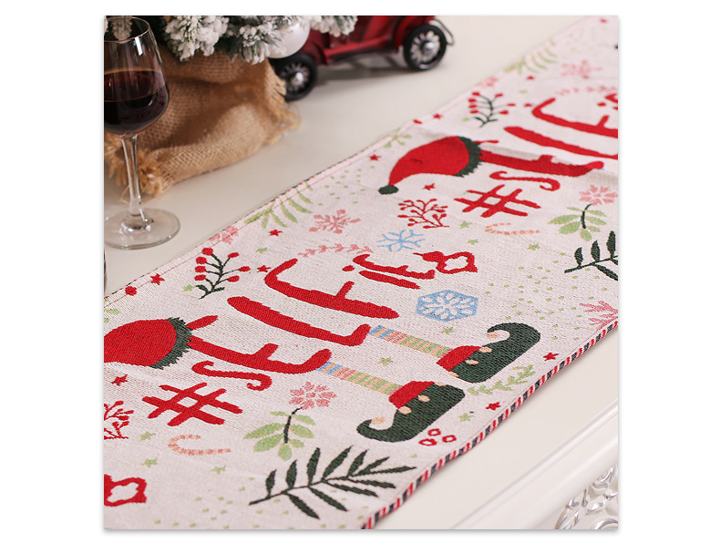 Mingguan Kerstmis nieuwe keuken tafel decoratie rekwisieten gebreide doek kwast tafelloper warmte isolatie pad cartoon tafelkleed_voghion.com
