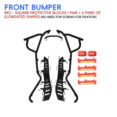 Motorcycle bumper guards, front and rear exhaust - black-carbon-steel-front-bumper-red-protective-block-comes-with-footrest