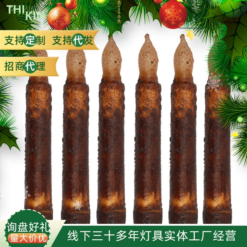 Трансграничный Хэллоуин Светодиодный воск с покрытием воск стержень воск церковь молитвы дома свадебный декор ретро электронный длинный стержень свечи свет