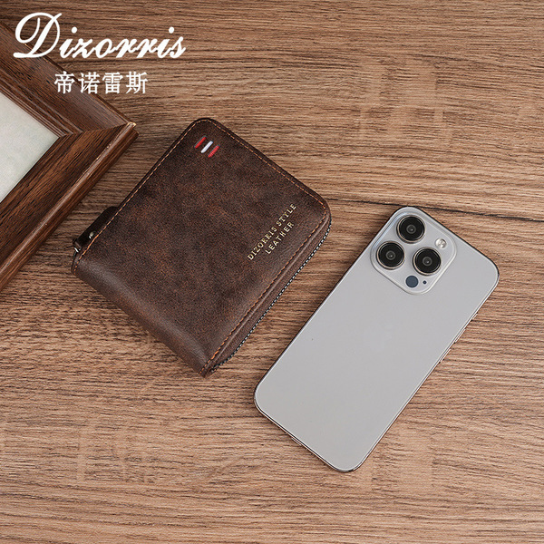 classic retro short fashionable wallet with zipper