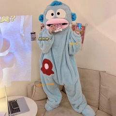 醜い魚の連体パジャマの女性の冬のサンゴの毛が厚くて、ベルベットの冬のカップルの男性の漫画は寝ている服の家の服を責めます。