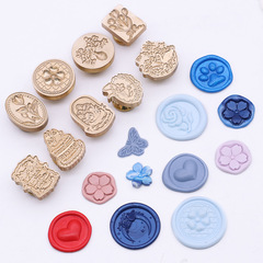 Fire paint seal head retro 3D relief cute little fresh sealing wax envelope handbook special shaped fire paint seal copper head