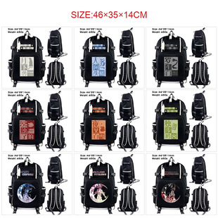 Anime Wenhao Wild Dog Backpack Middle School Student Schoolbag Men's and Women's Backpack Large Capacity Printed Backpack
