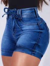 Y 74034 Drawstring denim hot pants ����ţ�������ȿ�