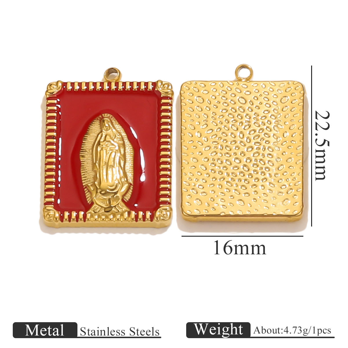 Acero inoxidable transfronterizo retro goteo de aceite cuadrado virgen colgante 18k oro DIY accesorios accesorios al por mayor