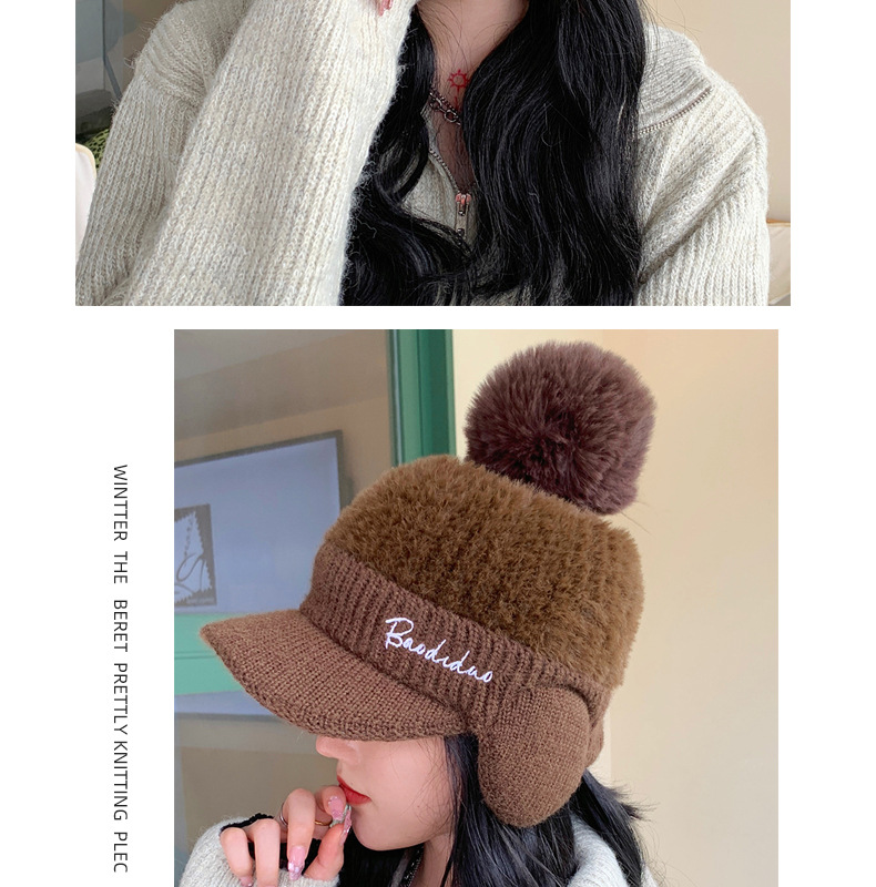 New Autumn Winter Versatile Korean Style Warm Ear Protection Knitted Wool Hat With Thickened Fleece Lining_voghion.com