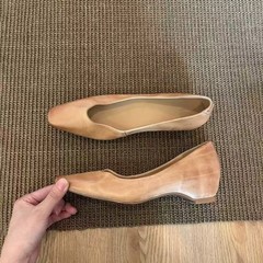 羊皮版~法式复古小方头内增高新款一脚蹬浅口单鞋女通勤百搭气质