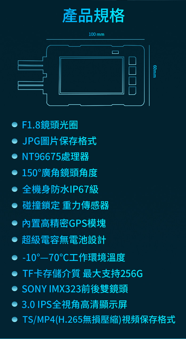 Motorcycle Driving Recorder Hd 4K 2K Waterproof Front and Rear Camera Wifi Gps Motorcycle Recorder
