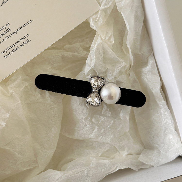 French Pearl Black Haarspange Damen All-Match Side Pony Haarnadel Stirn 2023 neuer Kopfschmuckclip_voghion.com