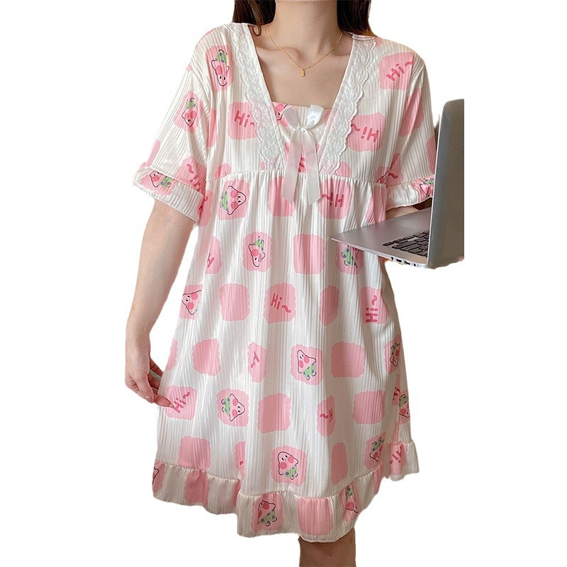 Princess Wind Pijamas de verano mujer dulce vestido encantador ocio más grande vestido de pijama casero en vivo comercio exterior al por mayor