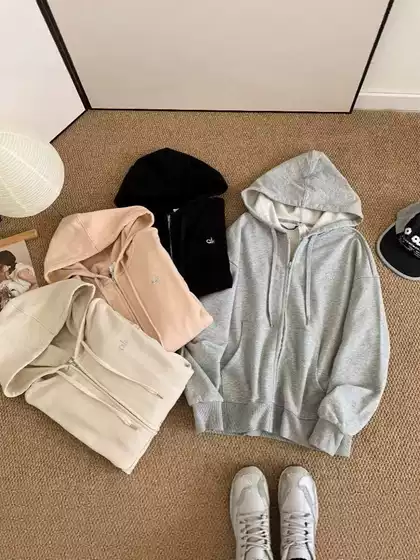 ALOGANT autumn zipper hooded cardigan sweatshirt women's casual loose fit hundred long sleeved top jacket in stock