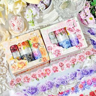 Yuezhen Flower Sea Gentle Die-Cut Tape Journal Tape Cross-Border Sticker Tape Floral Landscaping DIY Journal Tape