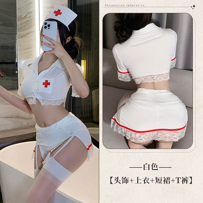 Белый [повязка на голову + топ + юбка + стринги]