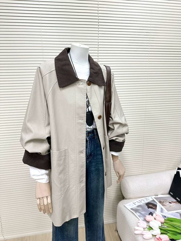 设计感撞色卡其色风衣外套女2025春秋新款小个子宽松休闲工装大衣|undefined