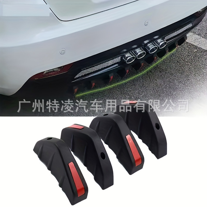 4-Piece Universal Abs Car Modified Rear Bumper Diffuser Spoiler Rear Bumper Lip Diffuser Anti-Scratch and Collision Protection