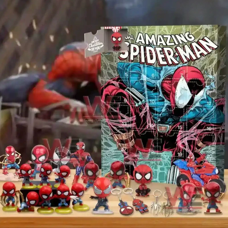 Новый кросс-бордер продукт Marvel Spider-Man 2025 Advent Calendar Countdown Blind Box Рождественская елка украшение акриловая подвеска