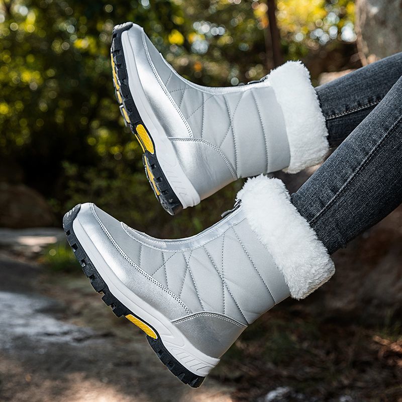 야외 스노우 부츠 여성 기모 두꺼운 따뜻한 두꺼운 유일한 북동쪽 코튼 부츠 겨울 방수 미끄럼 방지 하이 탑 스노우 부츠