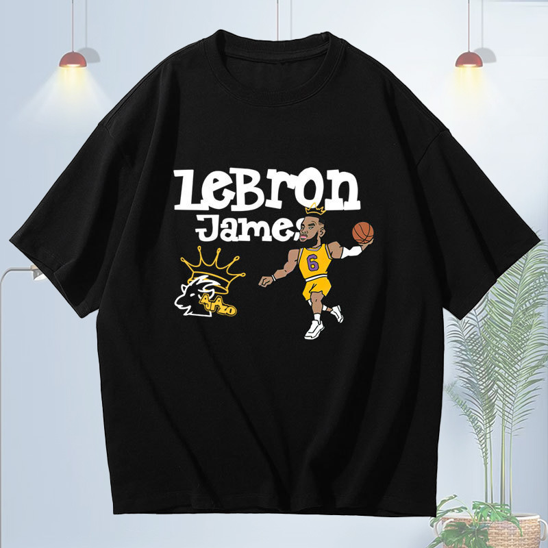 Pure Cotton Short-sleeved T-shirt Basketball Cartoon James Dunk Pure Cotton Short-sleeved T-shirt Summer Loose Shoulder-drop Animation Pure Cotton Short-sleeved T-shirt Basketball Cartoon James Dunk Pure Cotton Short-sleeved T-shirt Summer Loose Shoulder-drop Animation