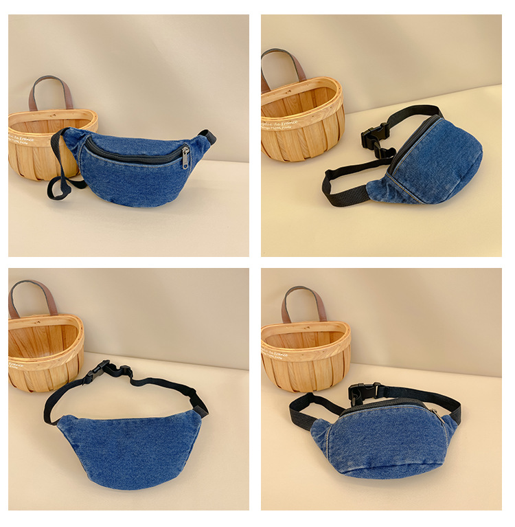 Kid'S Medium Canvas Solid Color Basic Square Zipper Fanny Pack display picture 1