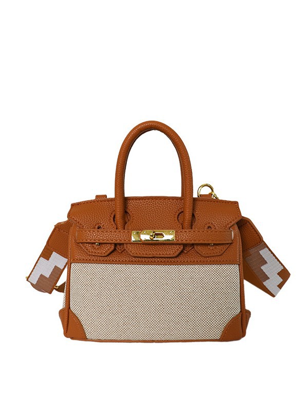 Cross-border nuevo bolso portátil de platino para mujeres 2026 moda lino empalme color contraste mochila de hombro