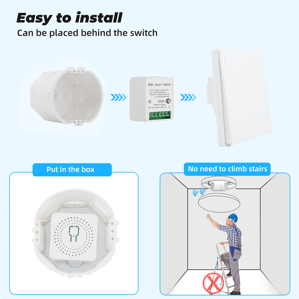 Doodle Smart Home Wireless WiFi Switch Module Concealed Switch Box Remote APP Voice Timer Remote