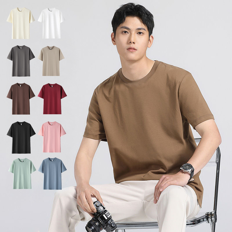 Short-sleeved cotton men's T-shirt summer 230 grams heavy high quality loose advertising T-shirt clothes men's wholesale