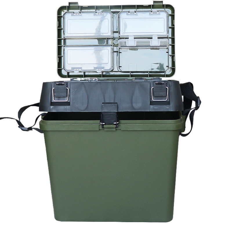 Mochila multifuncional Luya caja de pesca ejército verde caja de herramientas de plástico MESA DE PESCA caja de pesca de roca puede sentarse y volver