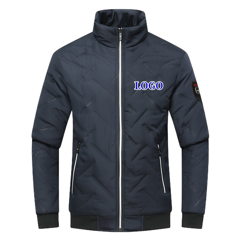 Abrigo acolchado de algodón para hombres transfronterizos 2023 nuevo collar ligero Abrigo acolchado de algodón color sólido chaqueta acolchada de algodón al por mayor LOGOTIPO imprimible