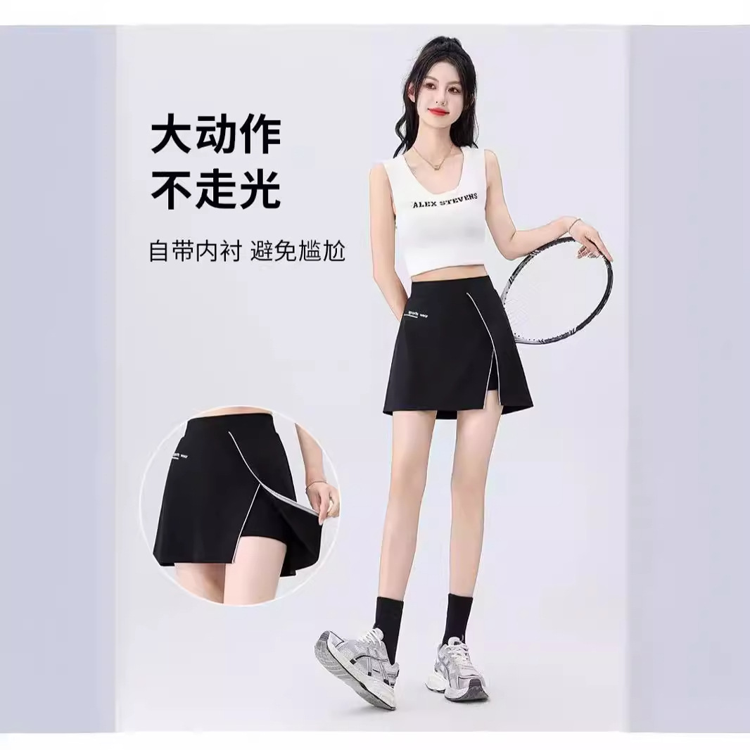 Váy Ngắn Chữ A dáng ngắn nữ thể thao cạp cao chân váy giả hai mảnh tôn dáng xẻ tà chống chói Chân váy tennis nữ