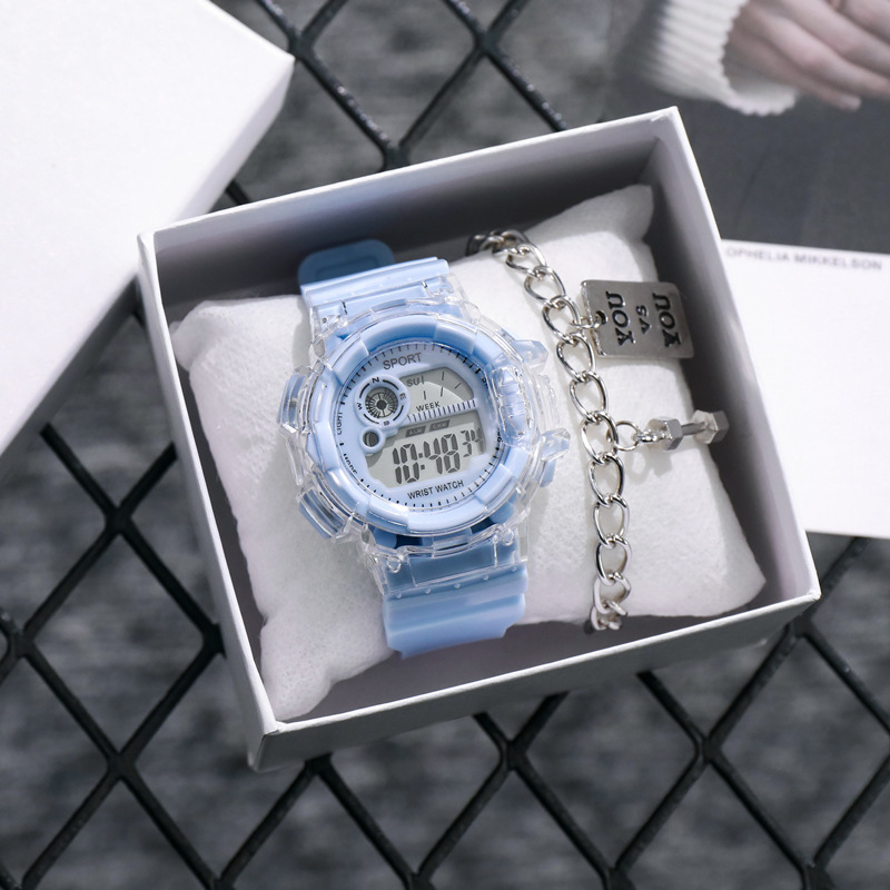 2023 unicornio reloj transparente para niños y niñas ins estudiante de alto aspecto estilo coreano simple reloj electrónico deportivo impermeable