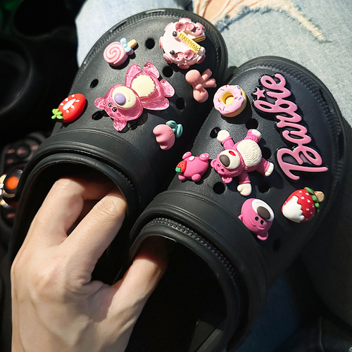 Strawberry Bear Series Crocs Accessories Shoe Flower Cross Decorative Buckle Accessories Shoe Buckle