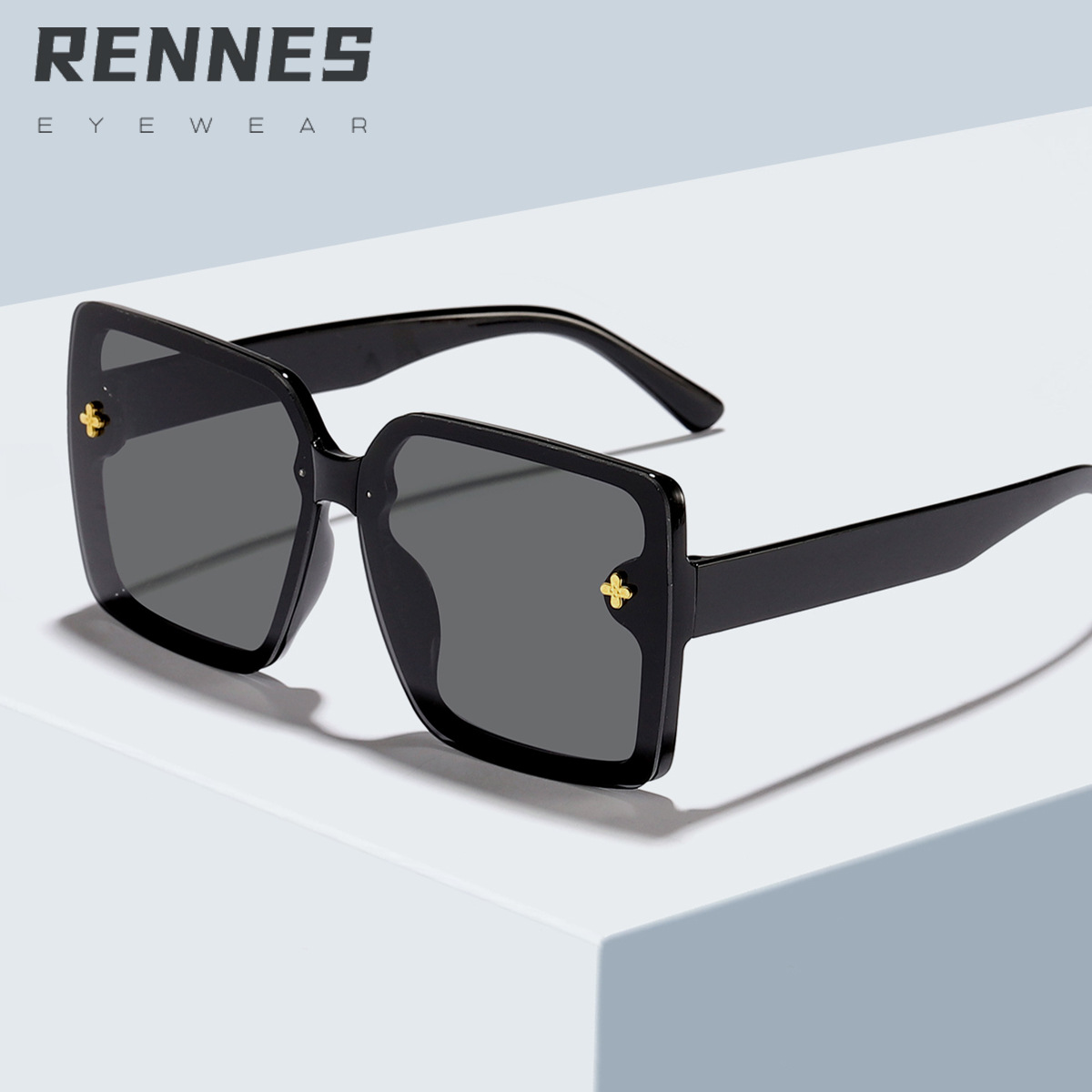 2024 Cross-border Europa y Estados Unidos nuevas gafas de sol pequeñas con cara de marco, gafas de sol de sombra al aire libre de película de PC de sentido avanzado, fotografía callejera personalizada