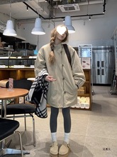 洺惠元阿秋的店立领中长款风衣棉服外套2025秋冬新款宽松卡其色保