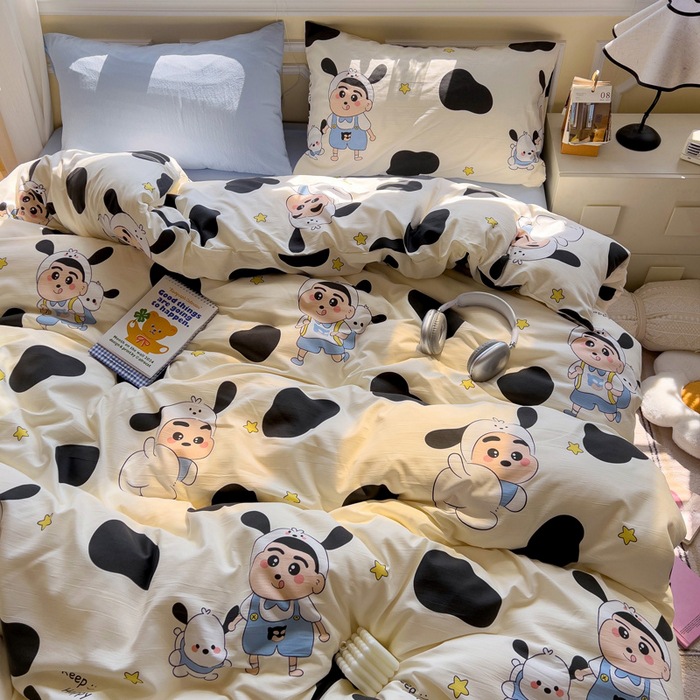 A clase de algodón ultra suave lavado con agua cuatro piezas de madres y bebés cubierta de cama desnuda dormitorio de estudiantes ropa de cama de tres piezas
