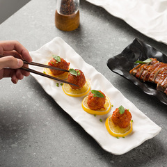 Japanese polished sushi review plate restaurant sashimi long plate large hotel luxury dessert plate ceramic tray