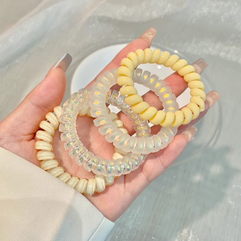 Moda de color gelatina esmerilado cabello telefónico bucle de cabello de alta elasticidad duradera correa de goma simple mujer cabeza de cabello de cola de caballo toque de cabello