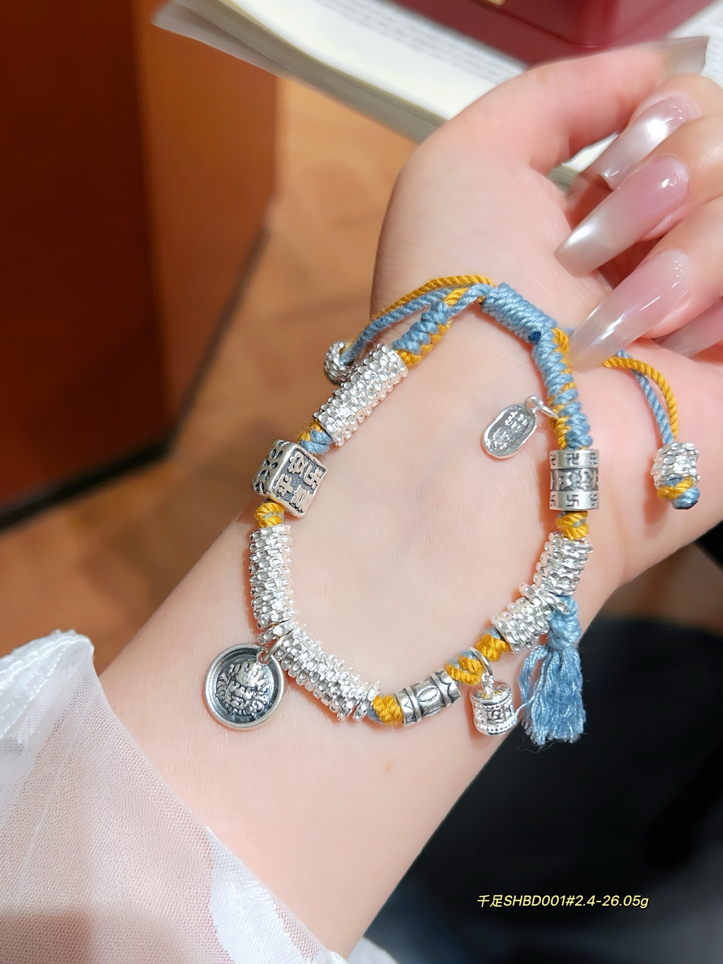 999 pulsera de alambre de plata de pie pulsera tejida de hilo arcoíris de bricolaje año de nacimiento cuerda de mano de plata rota para novia regalo de madre