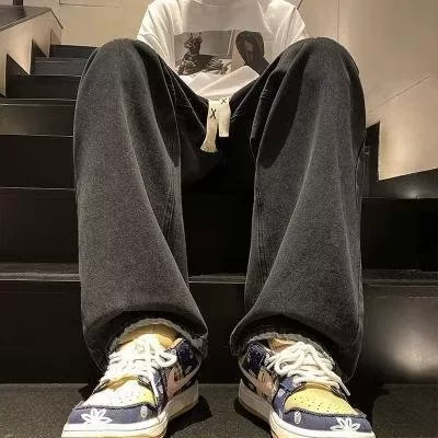 Летние модные трендовые универсальные свободные прямые джинсы, casual trousers, свободный крой, американский стиль