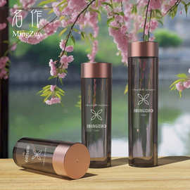 现货50ml80ml100ml透黑厚壁精华胶囊瓶分装pet电镀金盖保健品瓶子