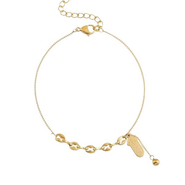 Diseño Avanzado de Acero de titanio chapado en oro no se desvanece buena suerte Nuevo Top signo colgante tobillos para niñas moda ins nicho