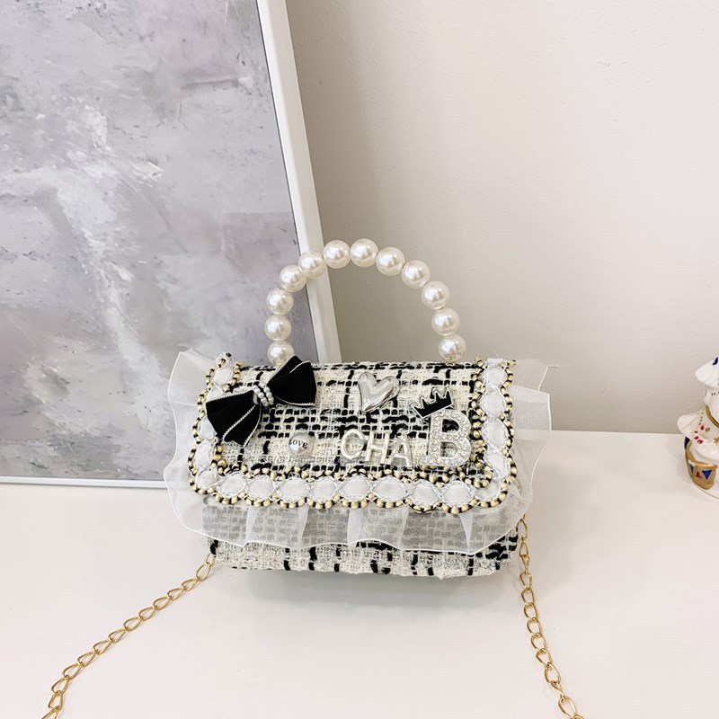 Mini-moletera de perlas de moda para niñas 2025, nueva moda coreana a cuadrillas, bolsos para niñas, ropa para niños