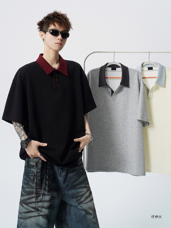 American-Style Clean Fit Faux Two-Piece Polo Shirt Short-Sleeve T-Shirt for Men, Trendy Brand with a Smart and Stylish Look, Versatile Half-Sleeve Top American-Style Clean Fit Faux Two-Piece Polo Shirt Short-Sleeve T-Shirt for Men, Trendy Brand with a Smart and Stylish Look, Versatile Half-Sleeve Top