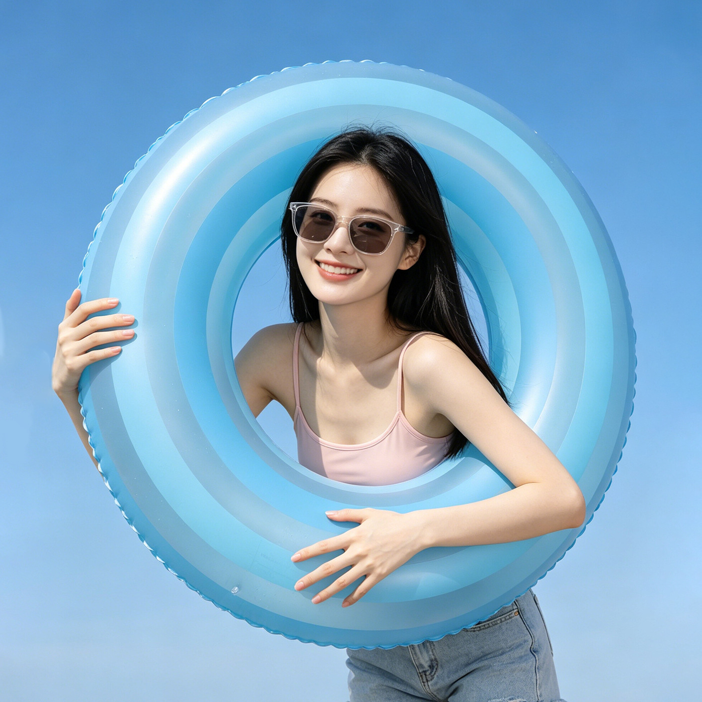 Anillo de natación para adultos con bolsas de aire dobles para hombres y mujeres con anillo de salvavidas anti-rollback para principiantes con anillo de flotación inflable en agua