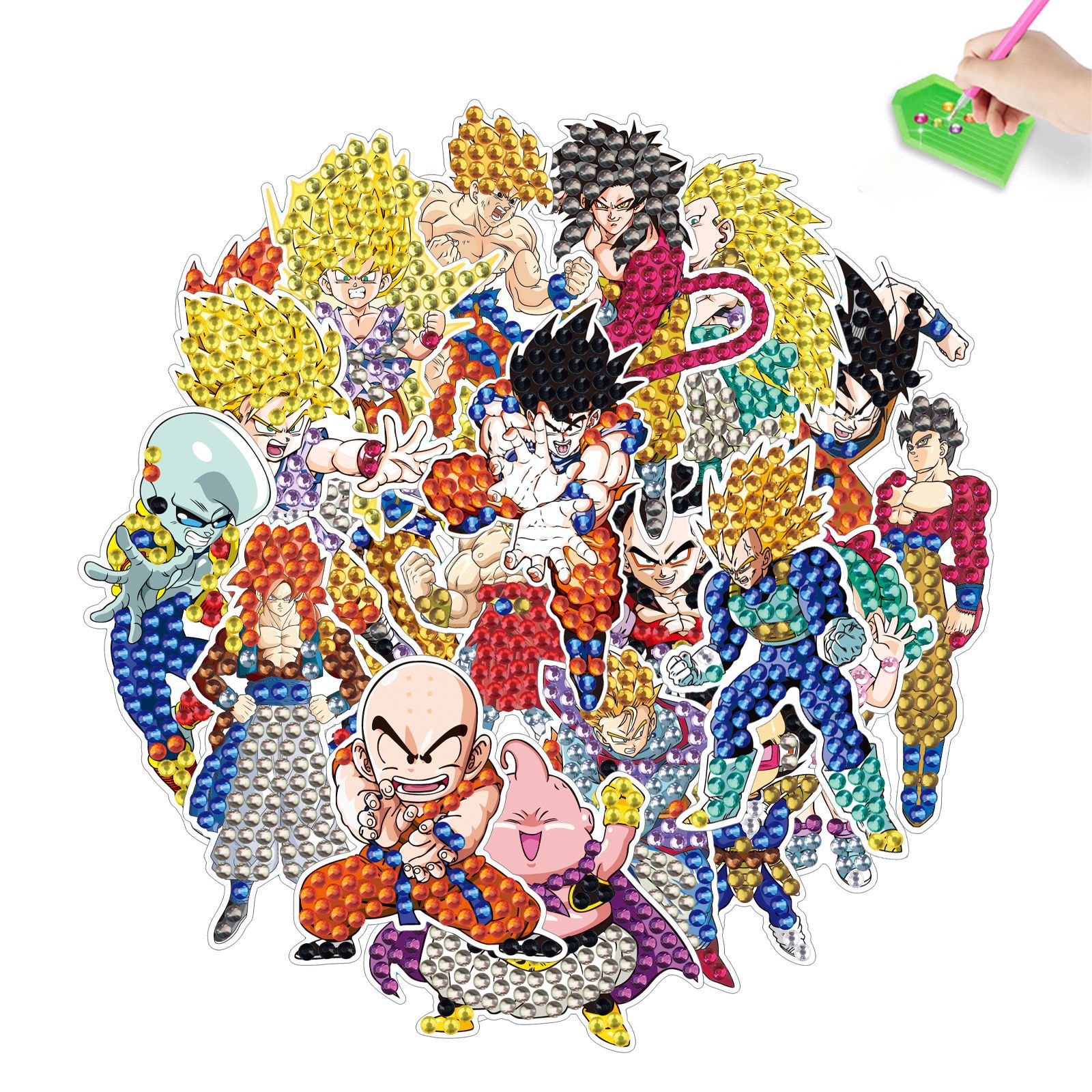 Venta caliente dibujos animados Saiyan diamante pintura pegatinas gratis DIY ladrillo pintura pegatinas de pared pegatinas hechas a mano cristal brillante diamante