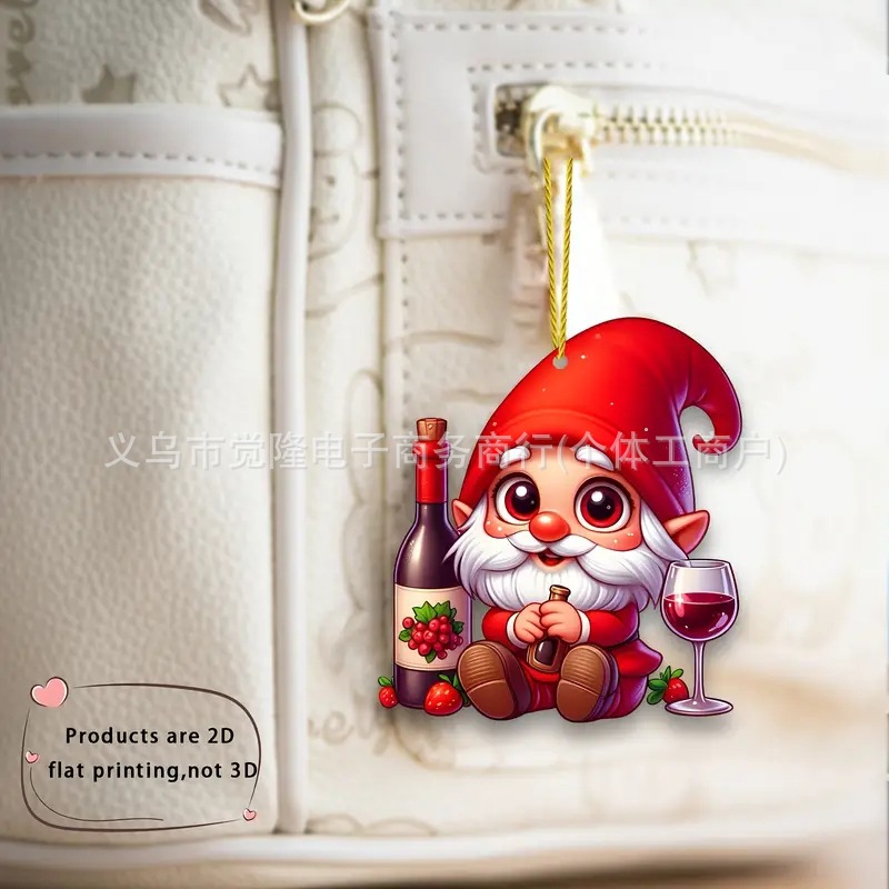 Navidad nuevo colgante acrílico 2D plano transfronterizo coche retrovisor colgante decoración de fiesta