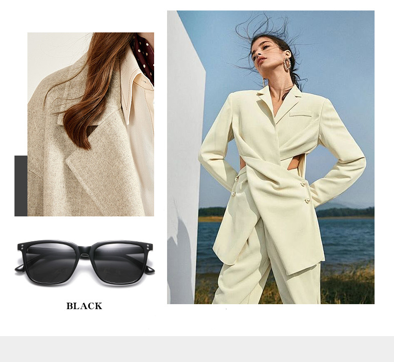 57g Weight Full Frame Glasses Structure Sunglasses Classification Tac, UV400 Protection Lens Material Square Glasses Style Outdoor, Travel Occasion Solid Color Pattern All Seasons Season Unisex Gender Basic, Simple Style Style Basic Simple Style Solid Color Tac UV400 Protection Square Full Frame Women's Sunglasses 3